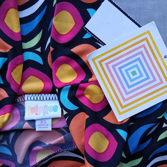 LuLaRoe Bold Peacock Fold Over Maxi Skirt XS tube dress bright orange blue NOS - Picture 6 of 12